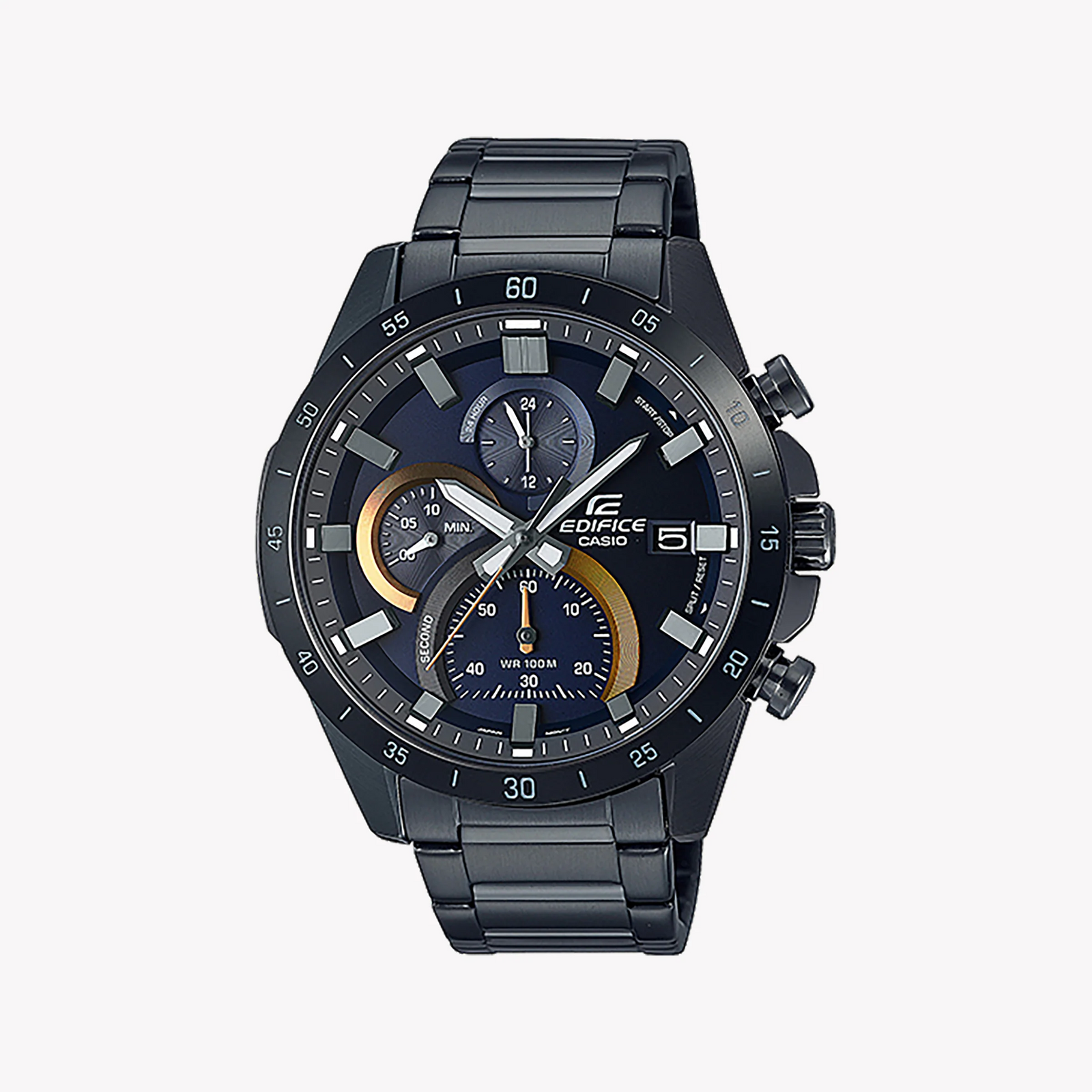 Edifice Elegance - Bold Black Men's Watch With Stainless Steel Band & Water Resistance by i-watch