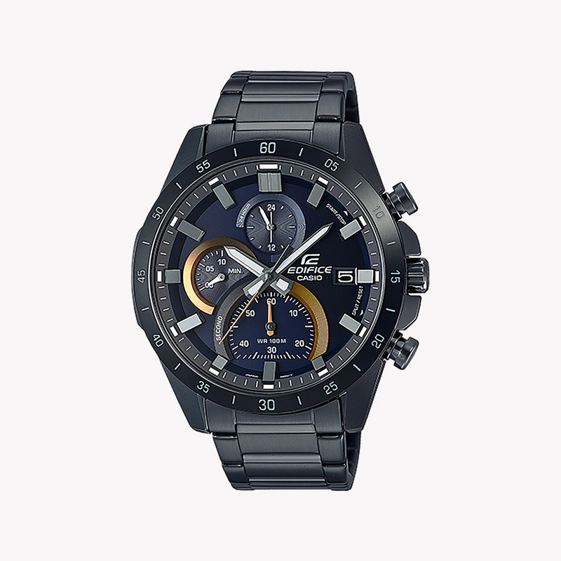 Edifice Elegance - Bold Black Men's Watch With Stainless Steel Band & Water Resistance by i-watch