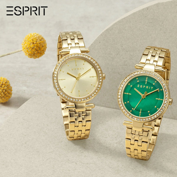 Esprit Women's Gold Stainless Steel Watch, Champagne Dial | Es1l190m0075 by i-watch