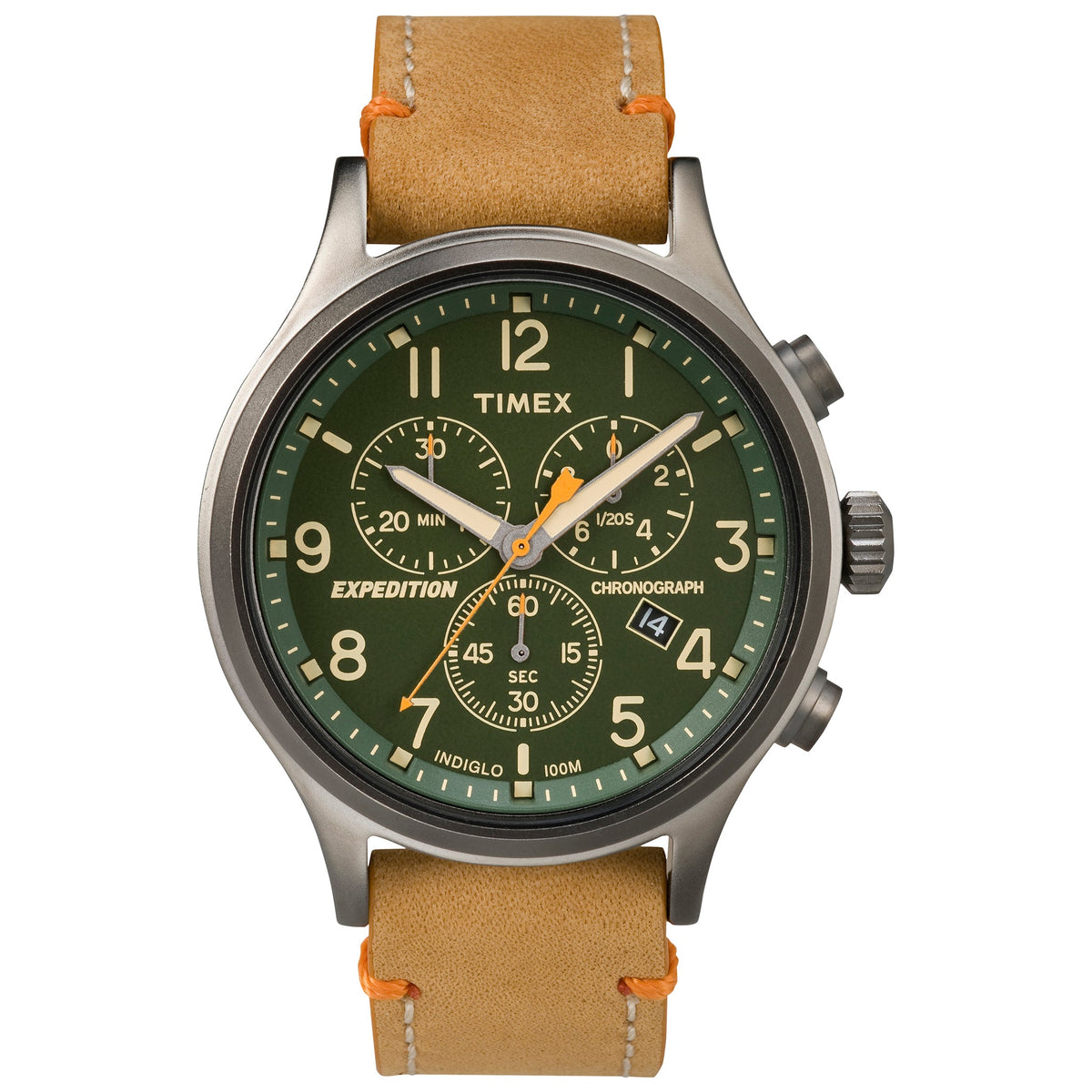 TIMEX Expedition Scout TW4B04400 - Rugged Men's Watch with Tan Leather Band & Green Dial