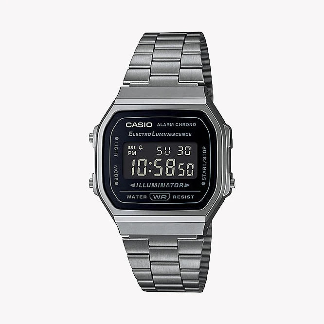 Casio Unisex Black Resin Watch, Stainless Steel Band | A168wgg-1bdf by i-watch