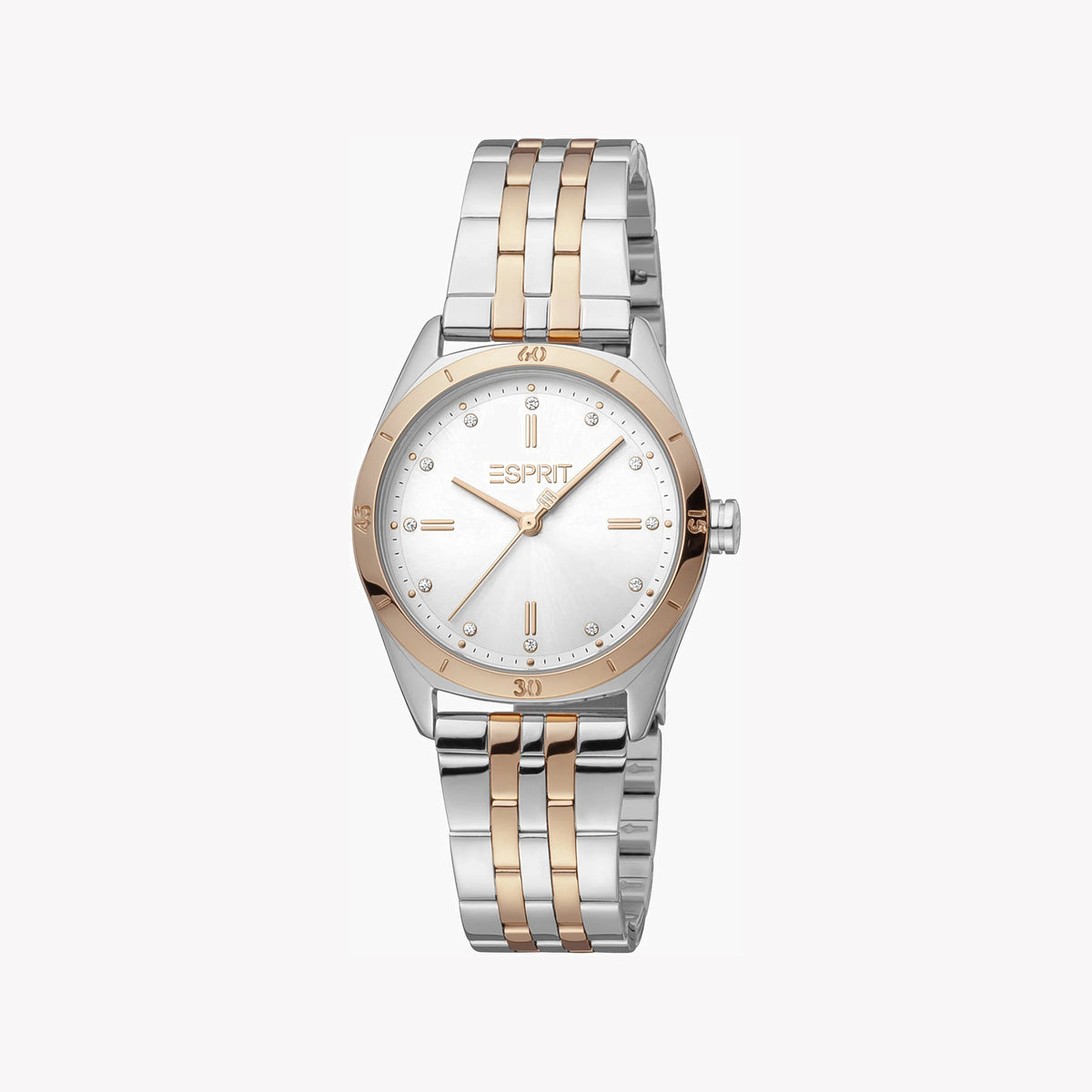 ESPRIT Women's Watch with Silver Stainless Steel Case and Silver & Rose Gold Stainless Steel Band
