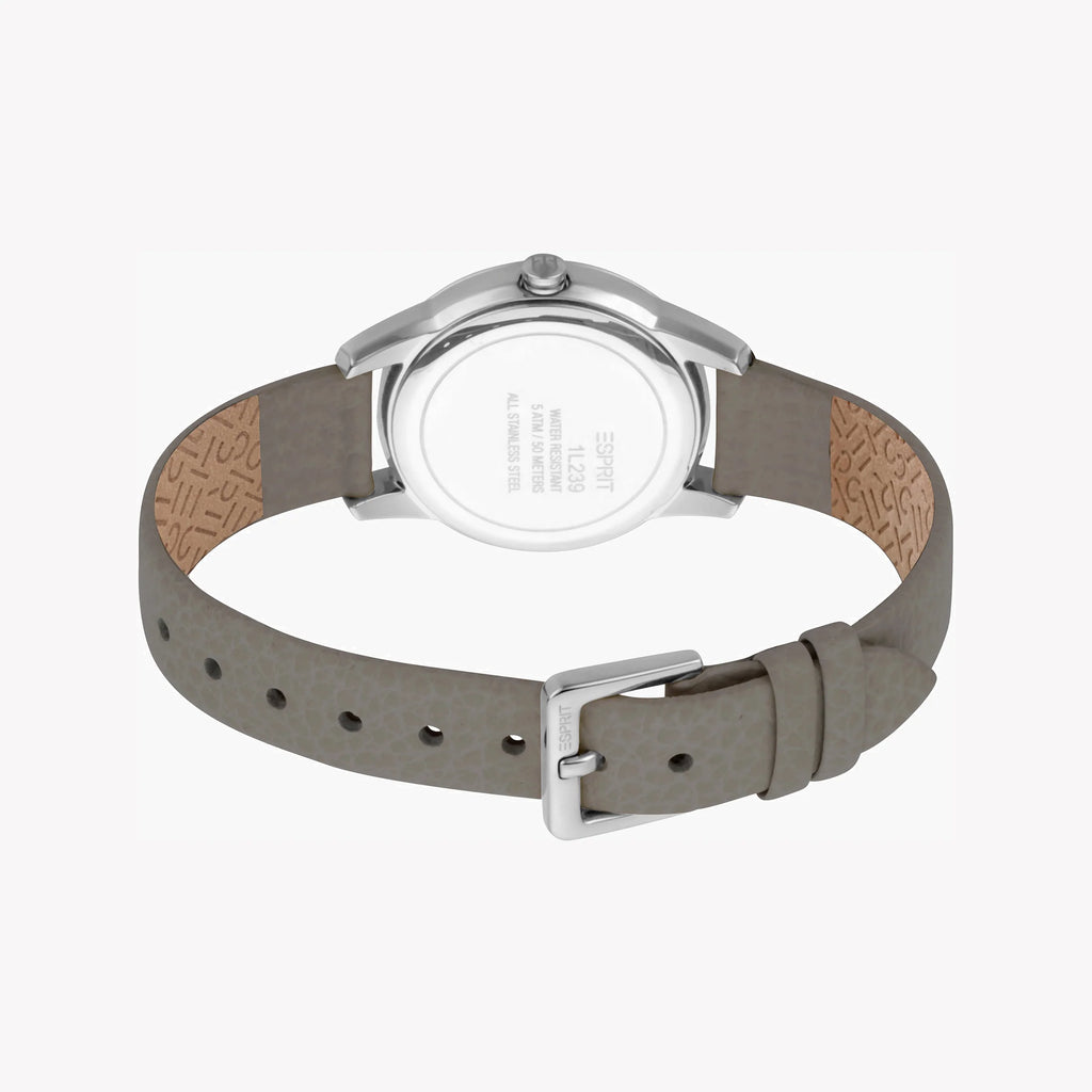 ESPRIT Women's Watch with Silver Stainless Steel Case and Gray Leather Band-i-Watch-3