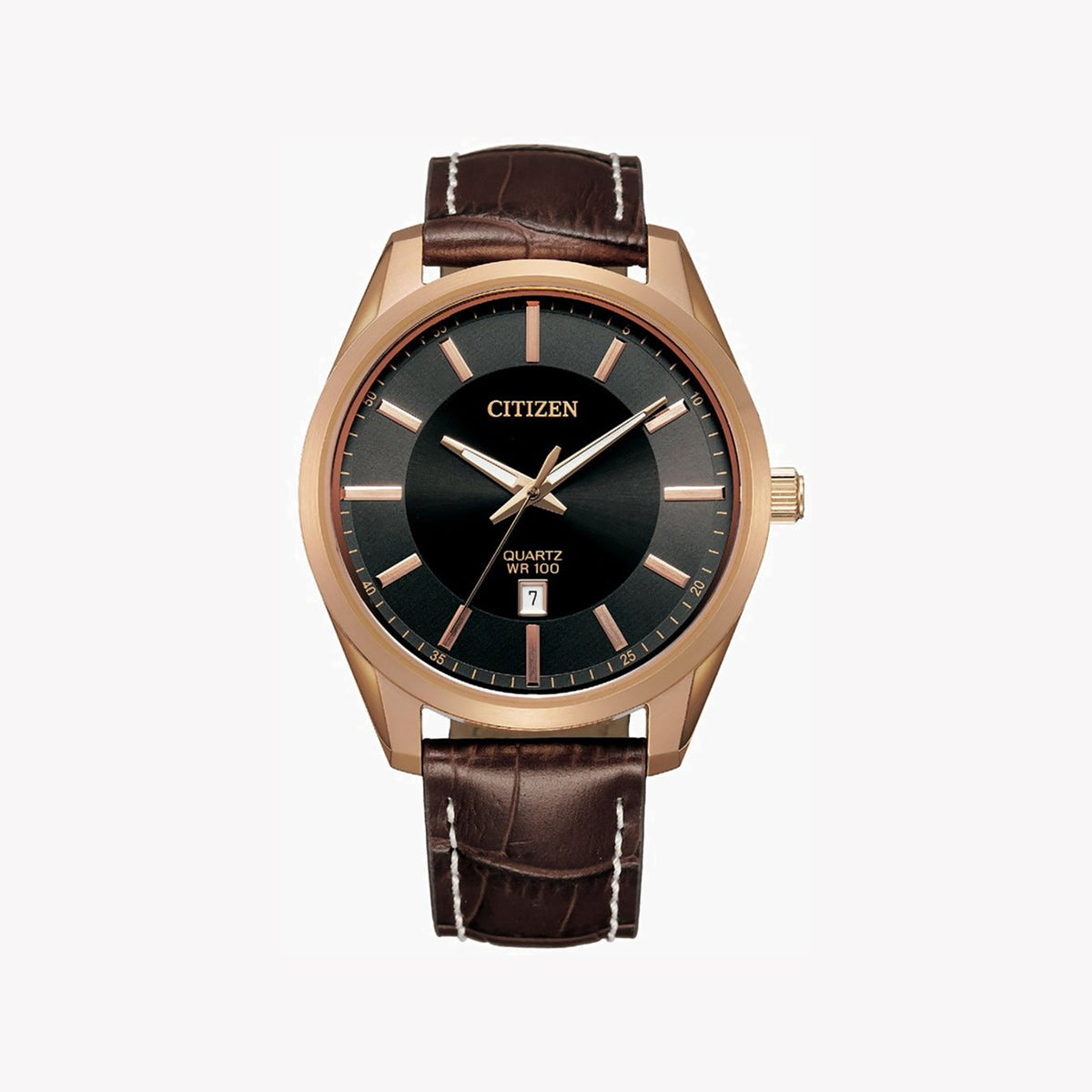 CITIZEN BI1033-04E - SOPHISTICATED GOLD & BLACK MEN'S WATCH WITH LUXURY LEATHER BAND