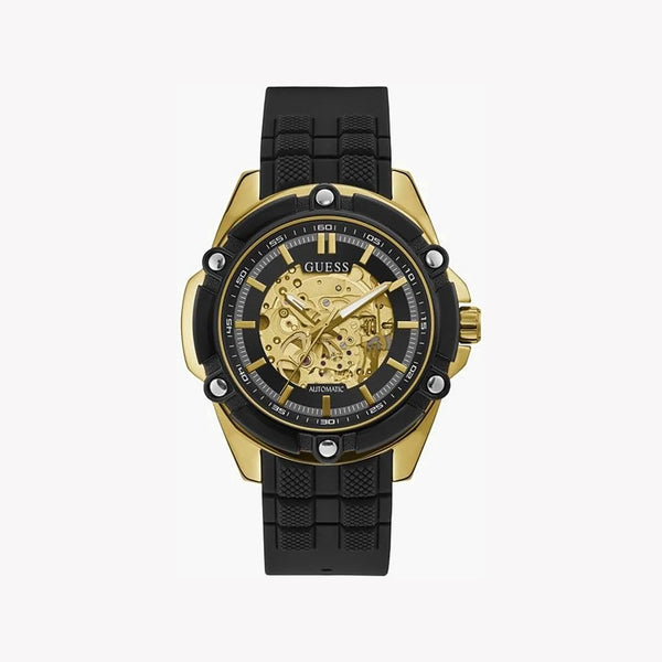 Guess Men's Gold Stainless Steel Watch, Black Silicone | Gw0061g2 by i-watch