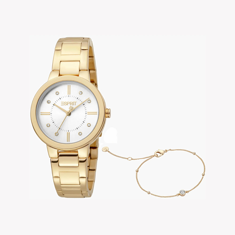 Esprit Women's Gold Stainless Steel Watch, Silver Dial | ES1L246M0065 by i-watch