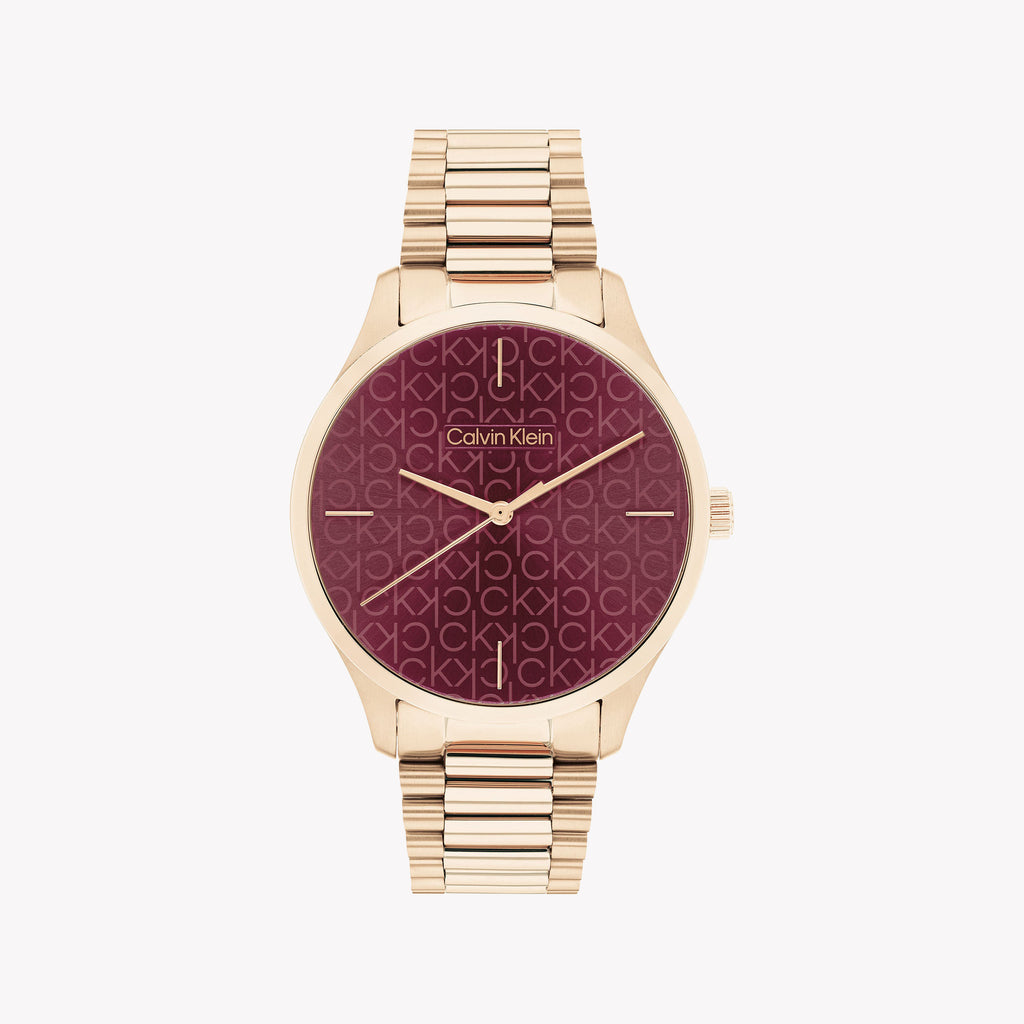 CK CALVIN KLEIN NEW COLLECTION - BOLD RED DIAL GOLD STAINLESS STEEL WOMEN'S WATCH