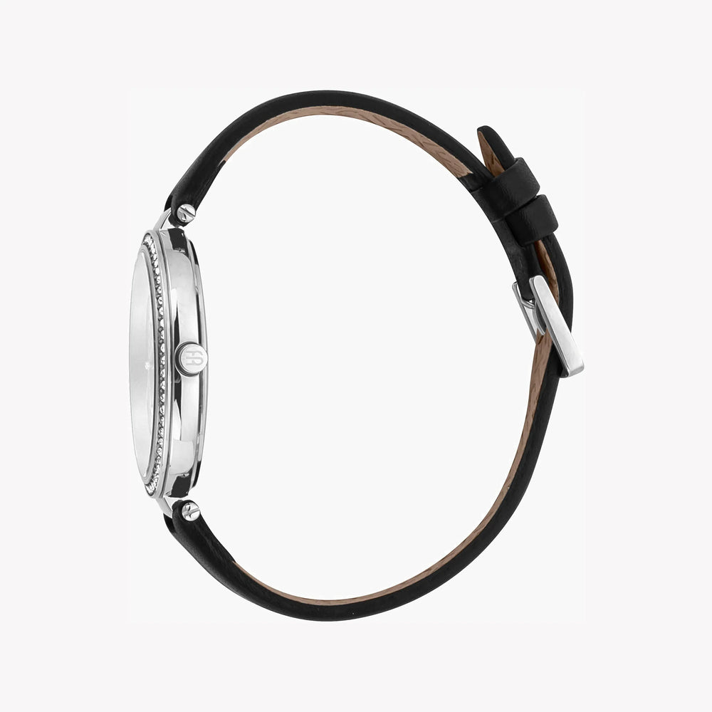 Esprit Women's Black Leather Watch, Silver Dial | Es1l186m0075 by i-watch