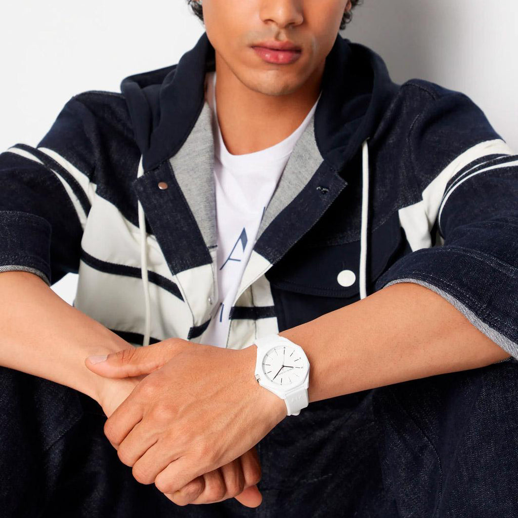 ARMANI EXCHANGE AX4602 VERSATILE CHIC - MODERN WHITE MEN'S WATCH WITH SILICONE BAND-i-Watch-4