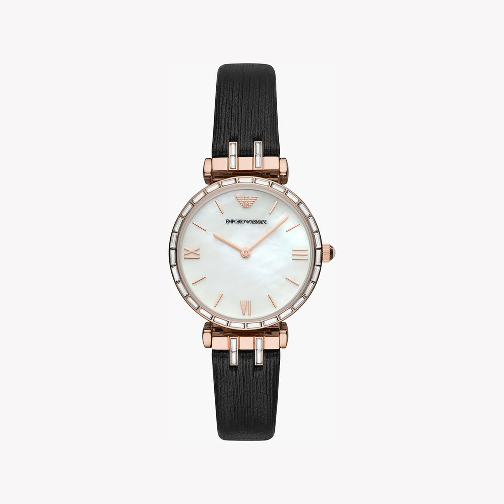 Emporio Armani Women's Rose Gold Watch, Black Leather | Ar11295 by i-watch