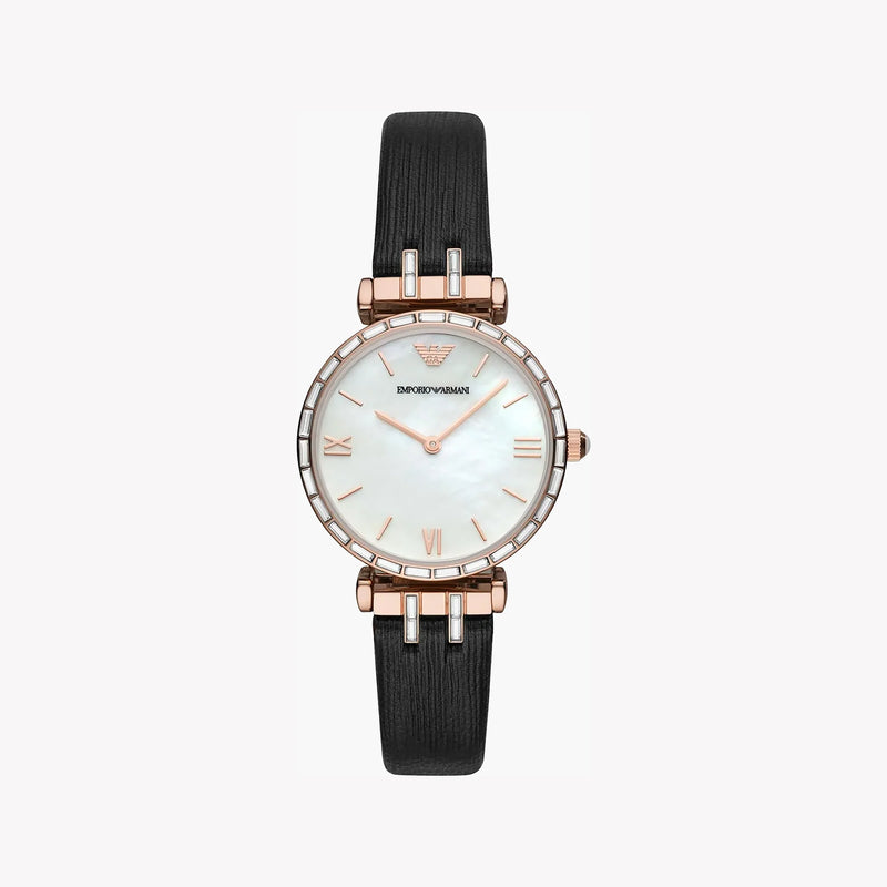 Emporio Armani Women's Rose Gold Watch, Black Leather | Ar11295 by i-watch