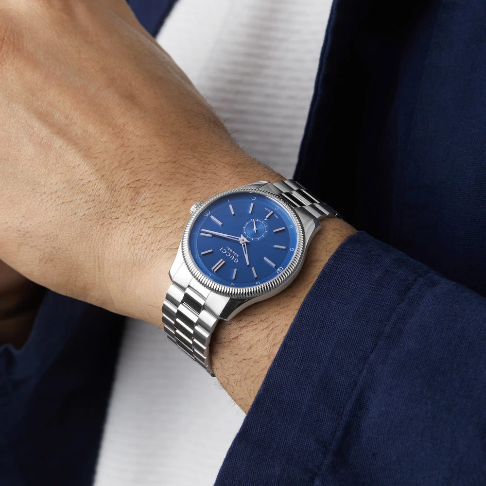 Gucci Men's Silver Stainless Steel, Blue Dial | Ya126389 by i-watch