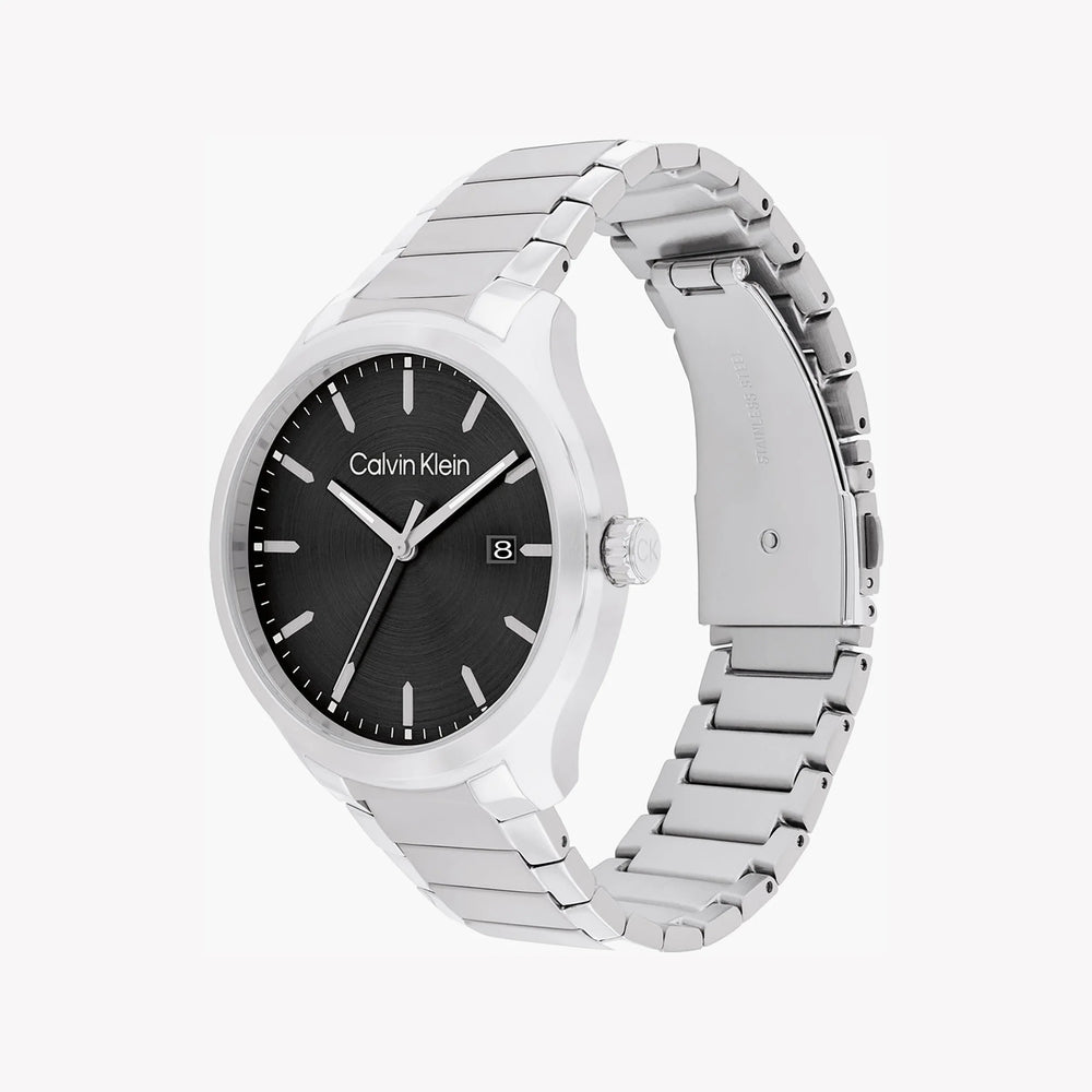 Ck Calvin Klein Men's Silver Stainless Steel, Black Dial | 25200348 by i-watch