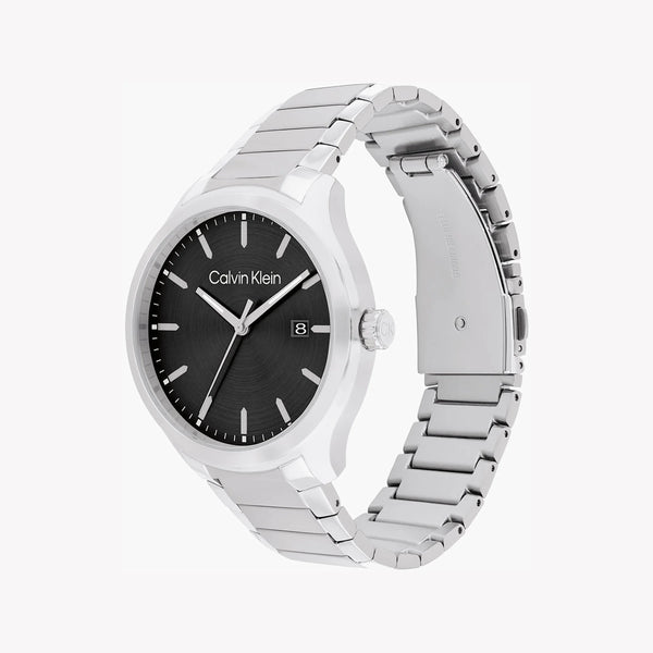 Ck Calvin Klein Men's Silver Stainless Steel, Black Dial | 25200348 by i-watch
