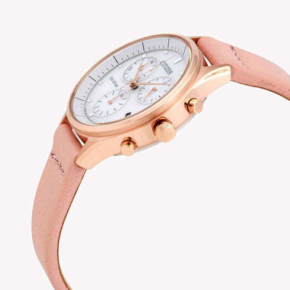 CITIZEN FB1443-08A ELEGANT TIMEKEEPER - STYLISH ECO-DRIVE WOMEN'S WATCH with White Dial & Brown Leather Band-i-Watch-3