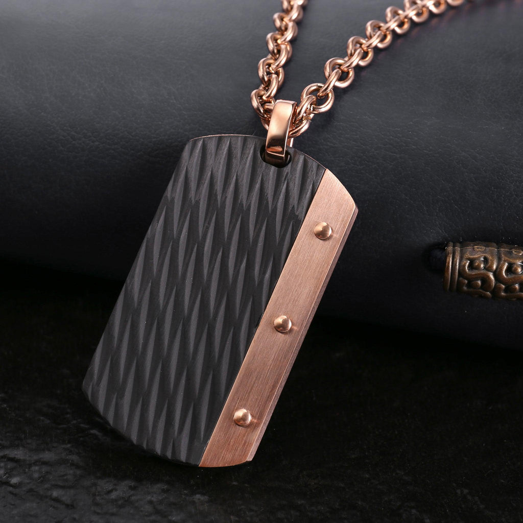 Zink Men's Rose Gold & Black Stainless Steel Necklace | Zjpd01811