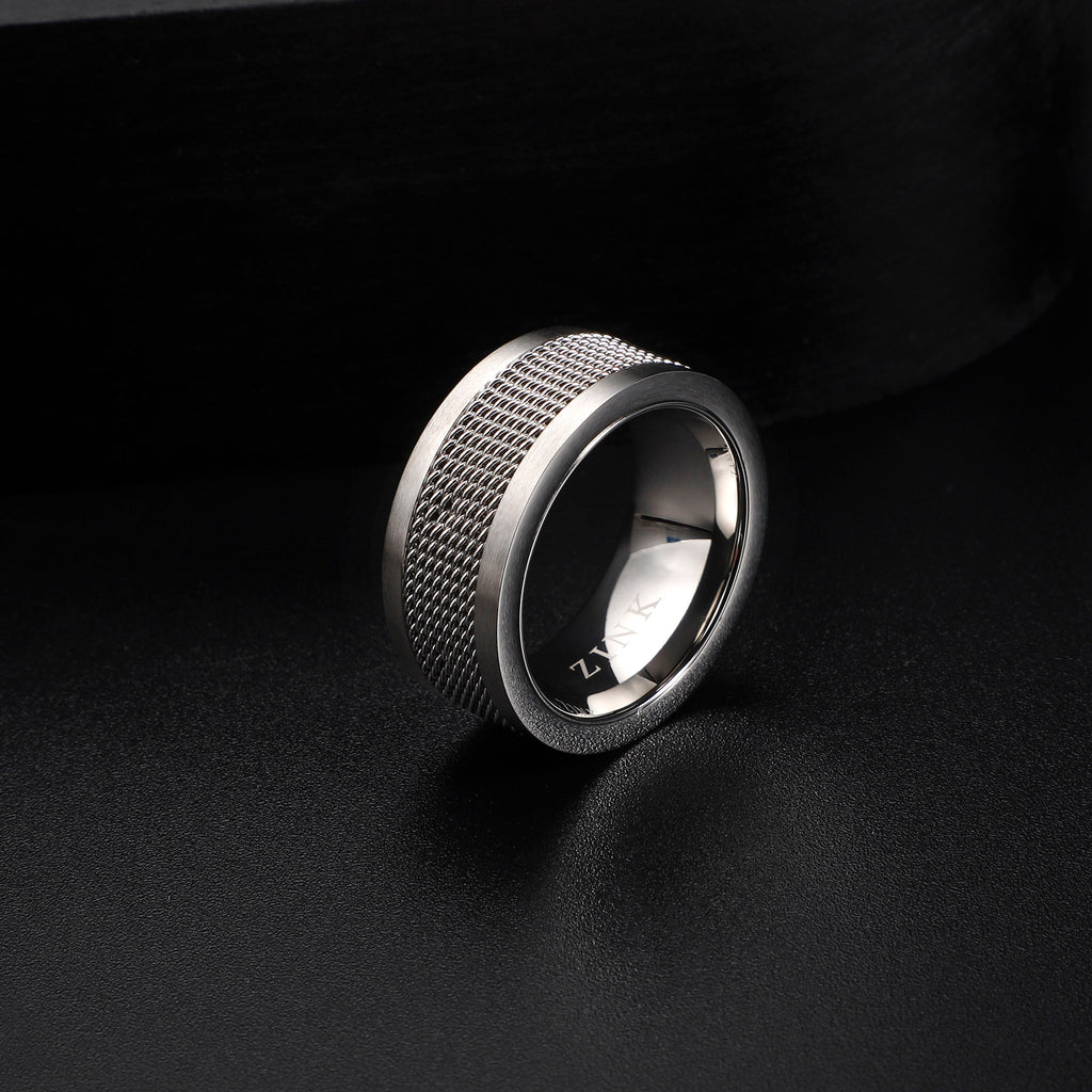 Zink Men's Silver Stainless Steel Ring | Zjrg008sm