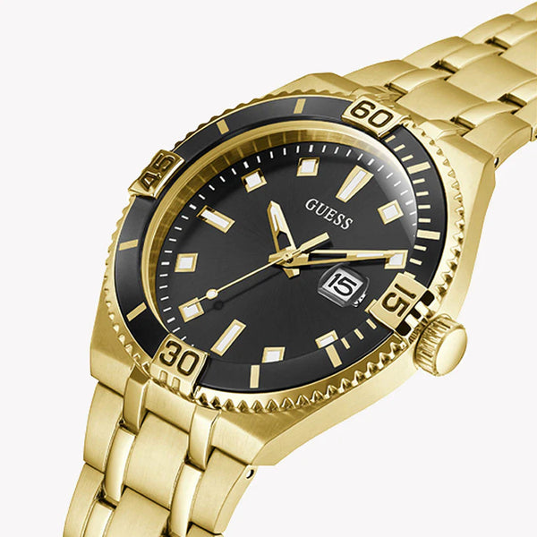 Guess Men's Gold Watch, Black Dial | Gw0330g2 by i-watch
