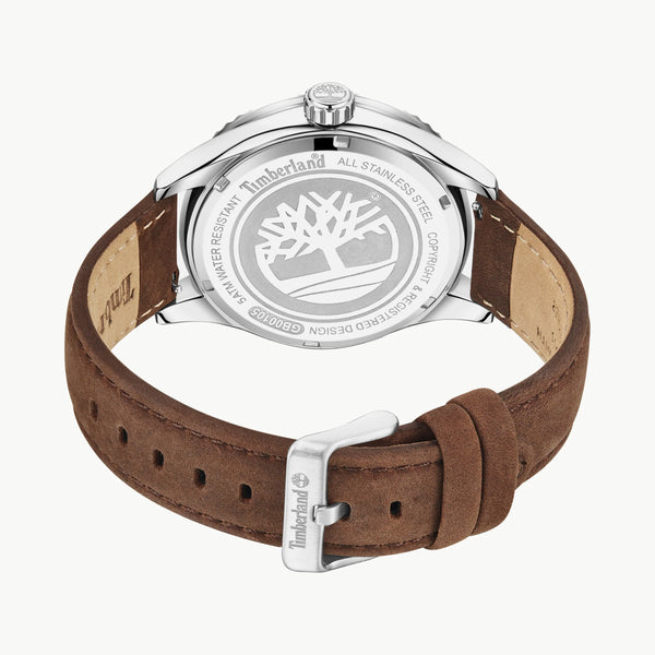 Timberland Men's Silver & Brown Leather Watch, White Dial | Tdwgb0010501 by i-watch