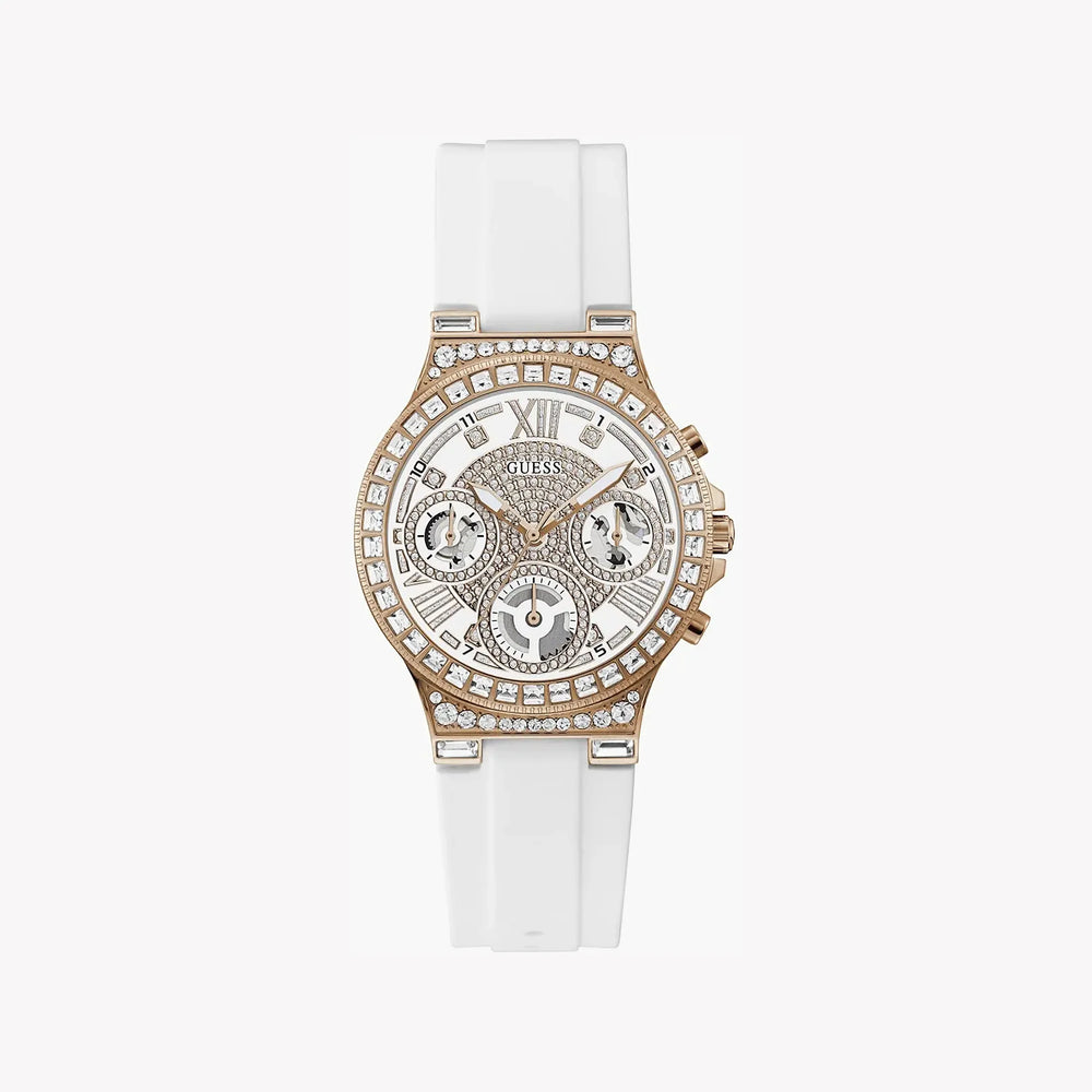 Guess Women's Rose Gold Multicolor Watch, White Silicone | Gw0257l2 by i-watch