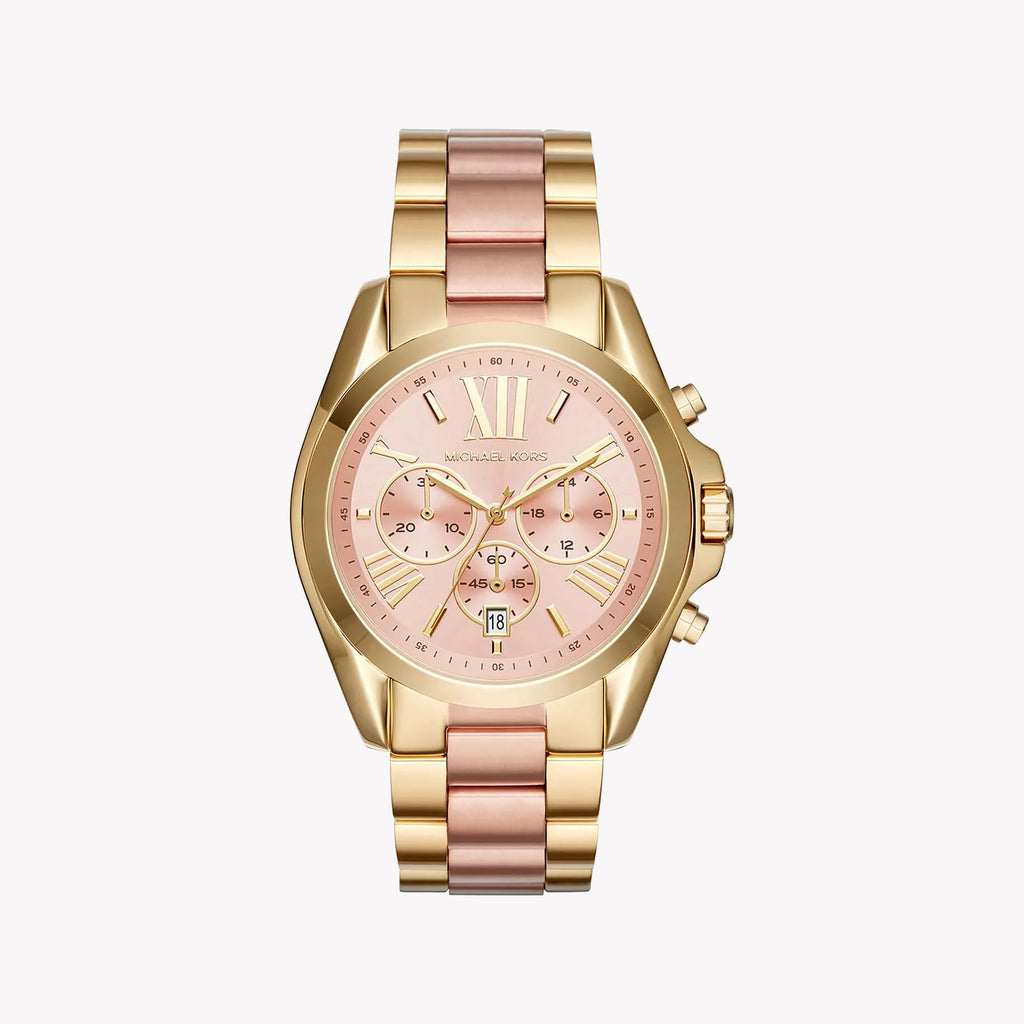 MICHAEL KORS MK6359 ELEGANT TIMEPIECE - CHIC GOLD & ROSE GOLD WOMEN'S WATCH WITH PINK DIAL