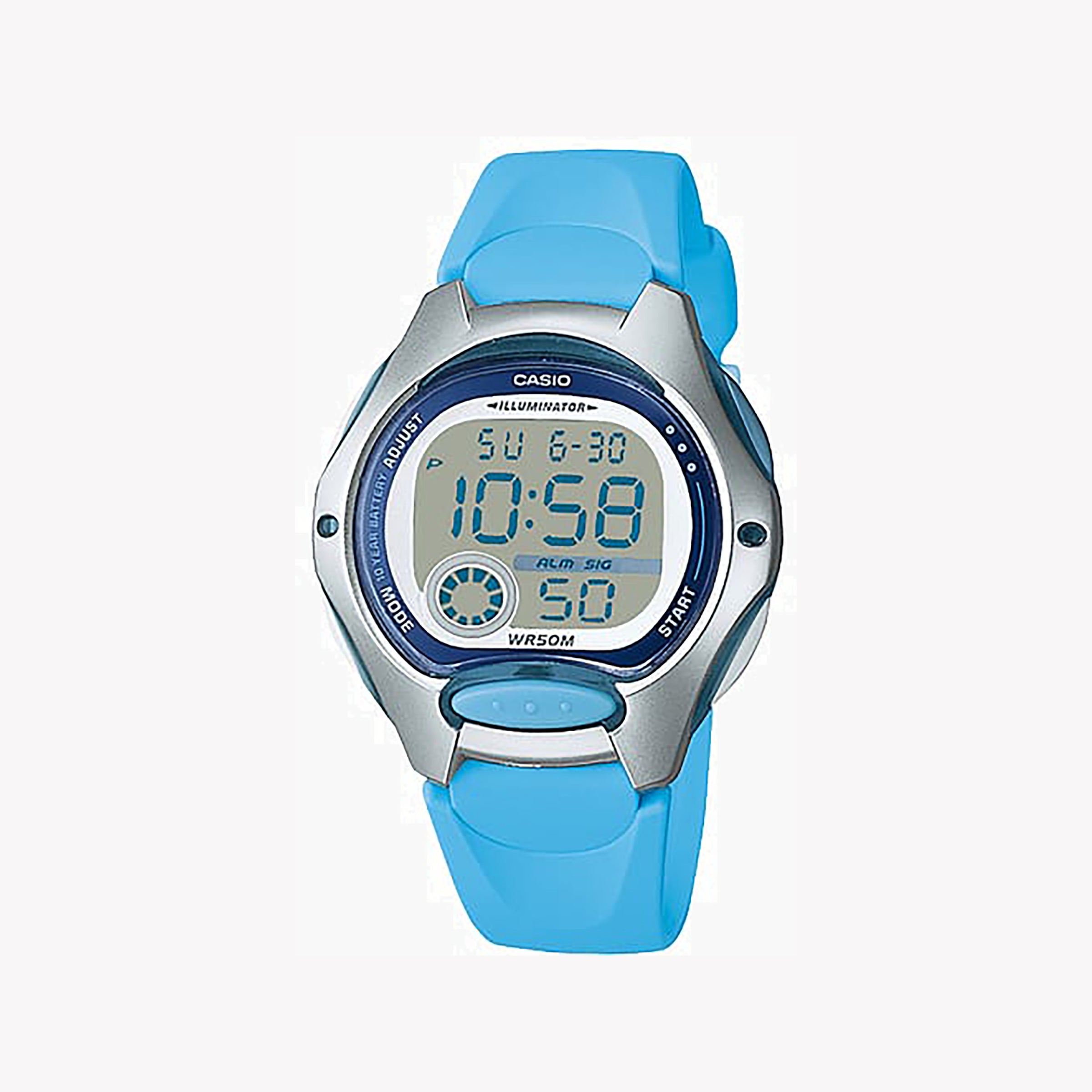 CASIO Women's Watch with Silver Resin Case and Blue Resin Band