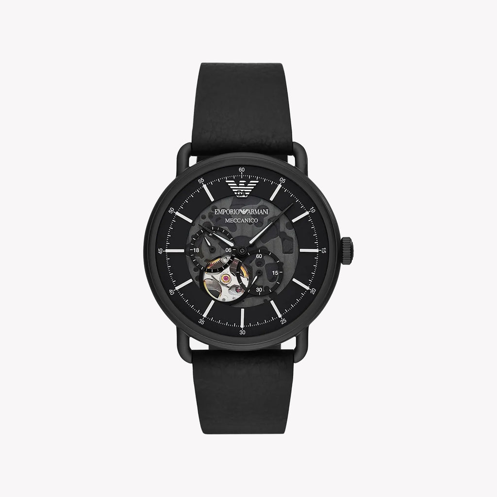 EMPORIO ARMANI AR60028 BLACK ELEGANCE - Men's Sophisticated Timepiece with Leather Band