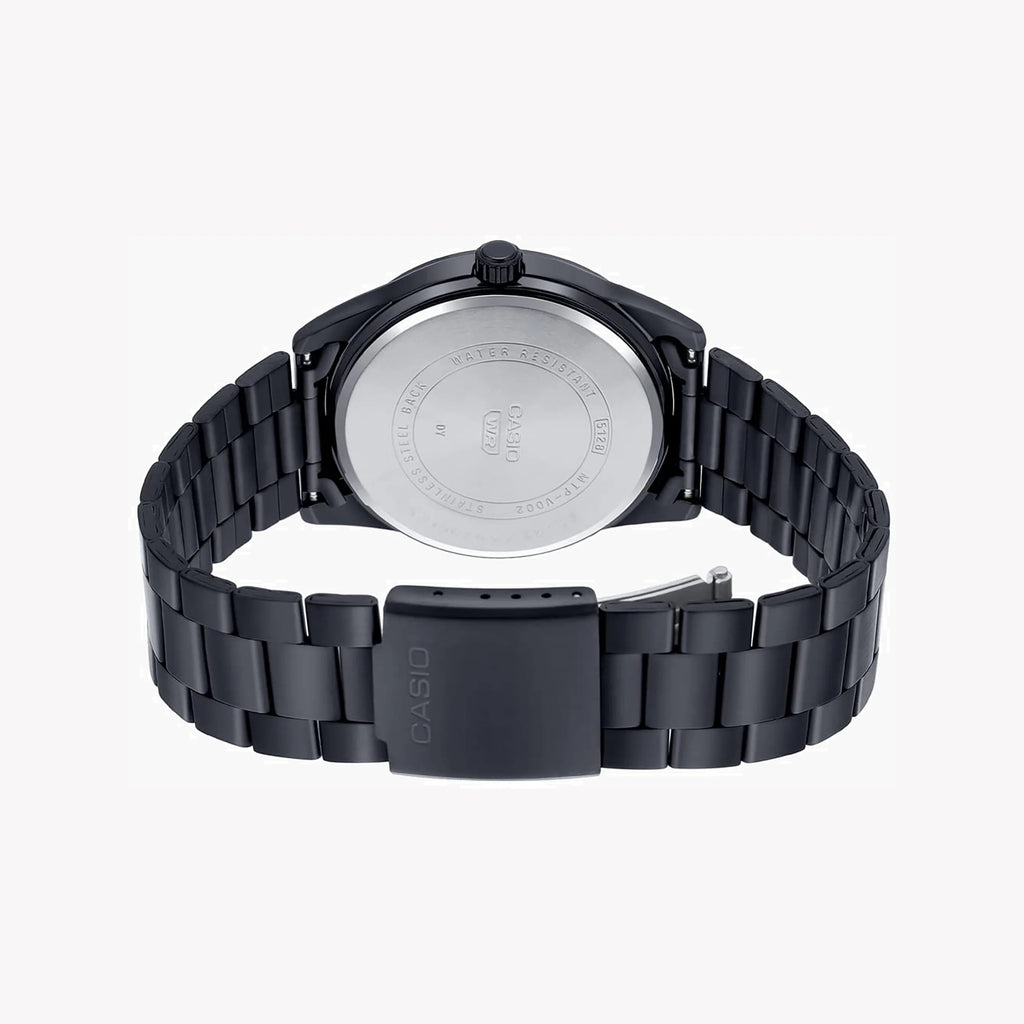 Casio Men's Black Stainless Steel Watch, Black Dial Mtp-Vd02b-1e