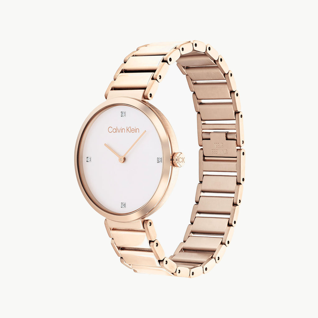 CK CALVIN KLEIN NEW COLLECTION - ROSE GOLD ELEGANCE WOMEN'S WATCH WITH WHITE DIAL & STYLISH COMFORT-i-Watch-2