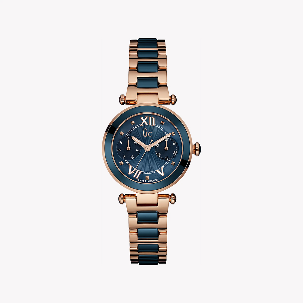 Guess Women's Rose Gold & Blue Watch, Stainless Steel | Y06009l7 by i-watch