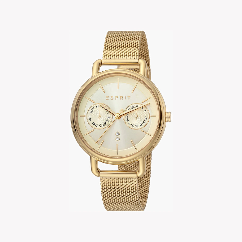 ESPRIT Women's Watch with Gold Stainless Steel Case and Gold Stainless Steel Band