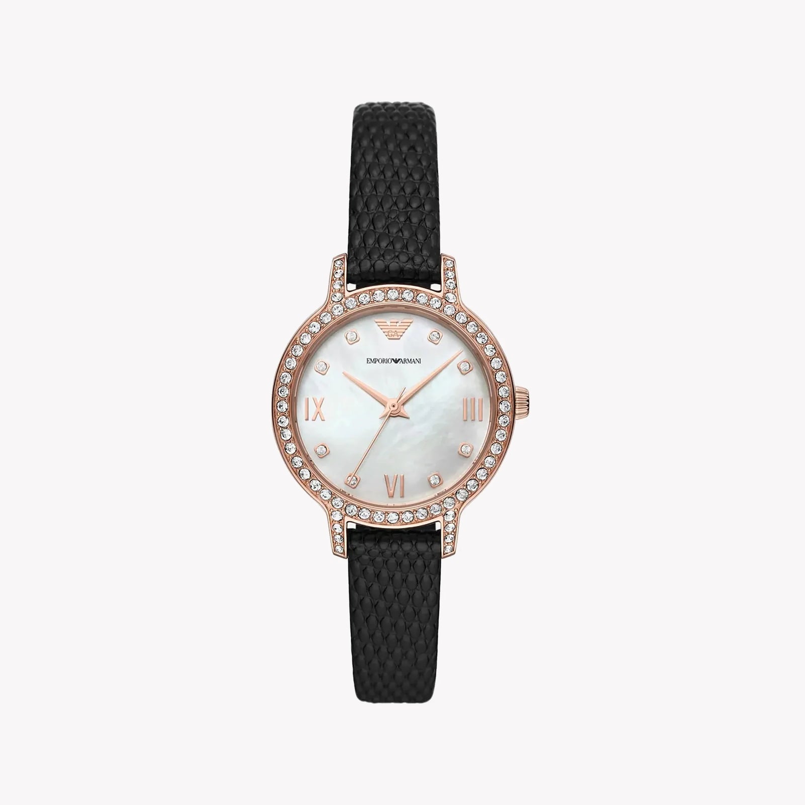 Emporio Armani Women's Rose Gold Watch, Black Leather | Ar11485 by i-watch