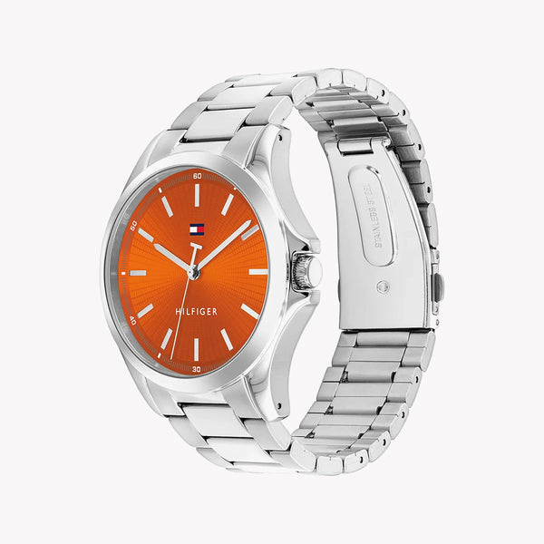 Tommy Hilfiger Men's Silver Stainless Steel, Orange Dial | 1710678 by i-watch