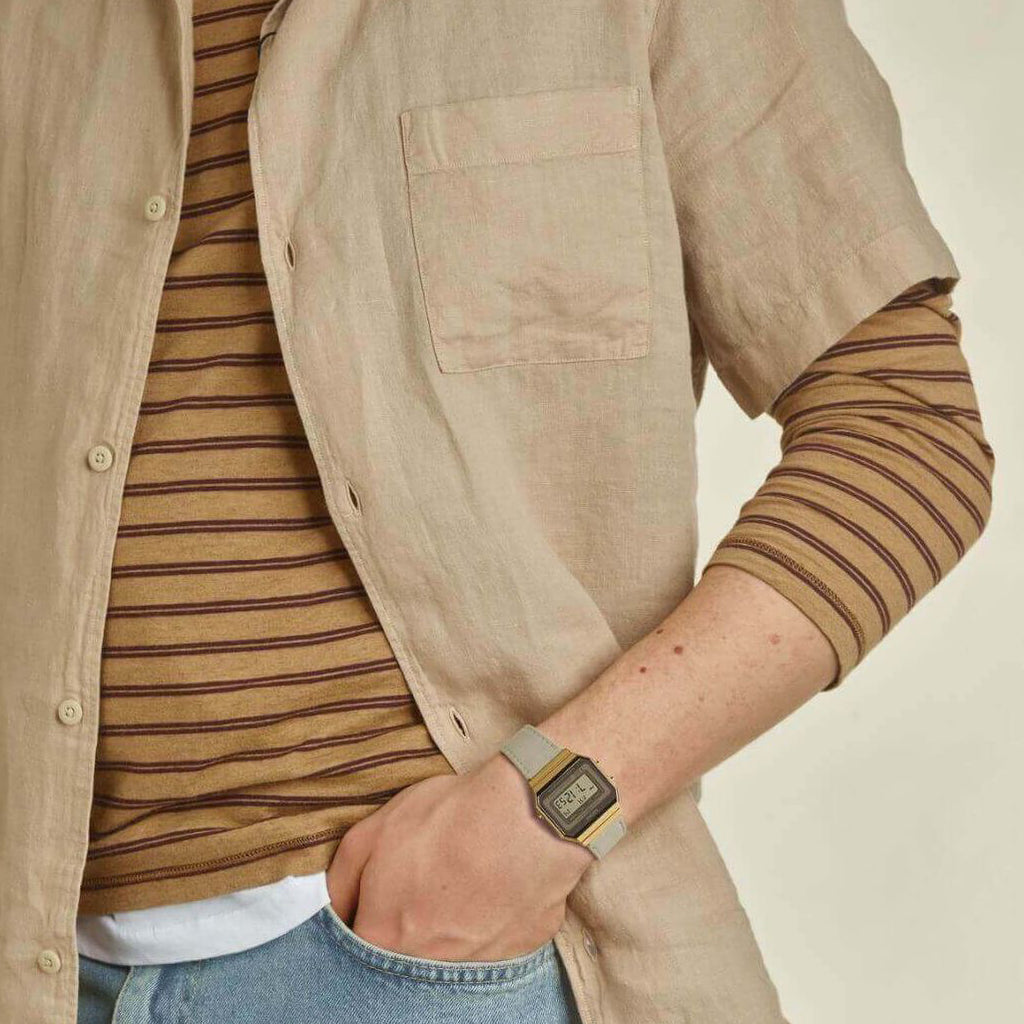 CASIO A700WEGL-7AEF MODERN CLASSIC - ELEGANT GOLD WITH GRAY BAND Unisex Watch for Stylish Functionality-i-Watch-4