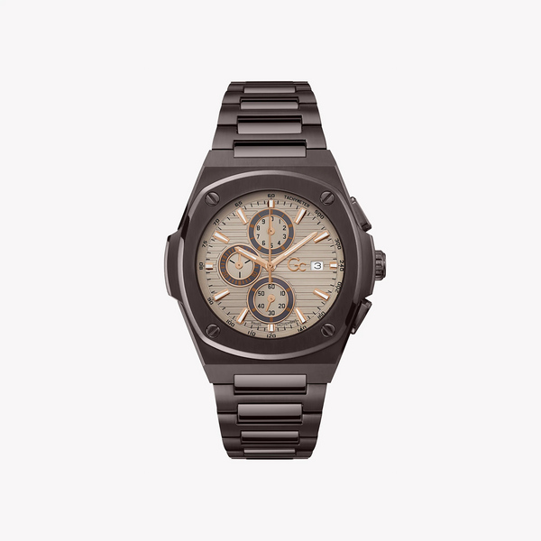 Guess Men's Brown Stainless Steel Watch, Beige Dial | Y99013g1mf by i-watch