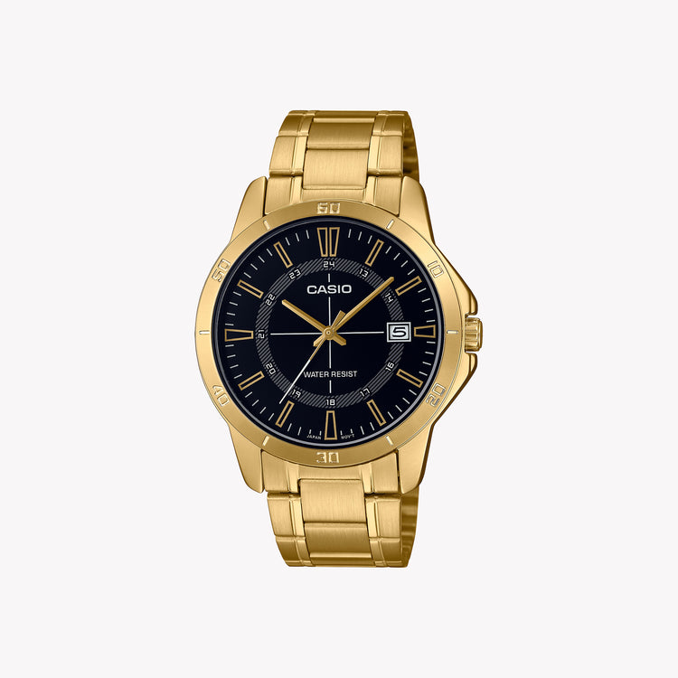 Casio Men's Gold Watch, Black Dial | MTP-V004G-1C