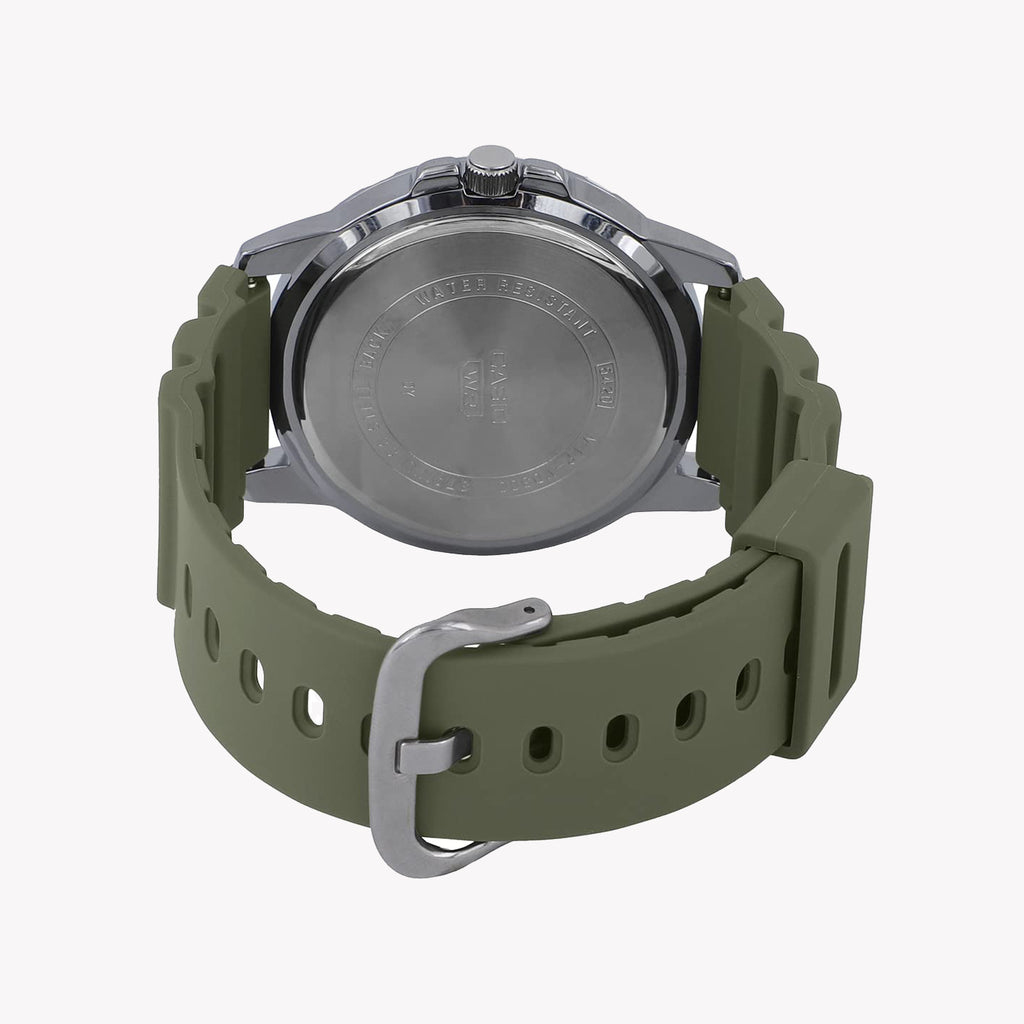 CASIO MTP-VD300-3B ADVENTURE TIME - MONTRE SPORTIVE POUR HOMMES EN RÉSINE VERTE ET ACIER INOXYDABLE