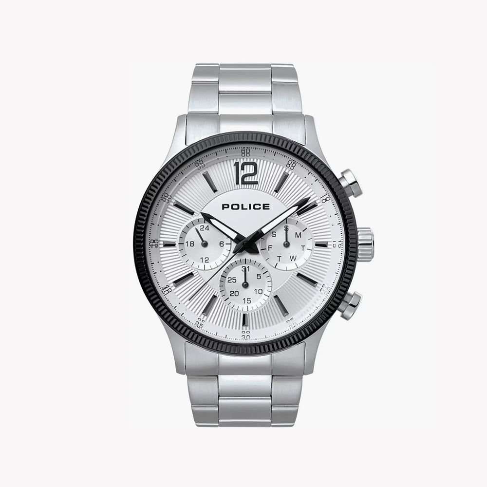 Police Men's Black Stainless Steel Watch, Silver Band | P15302jstb01m by i-watch