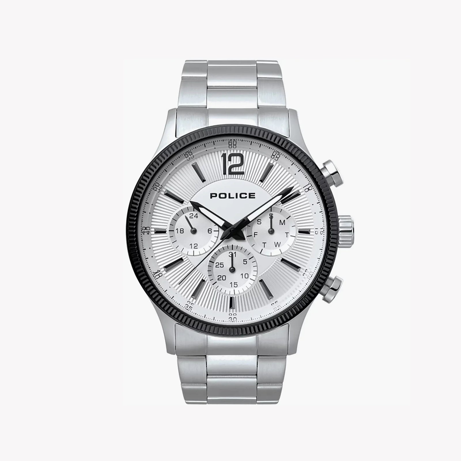 Police Men's Black Stainless Steel Watch, Silver Band | P15302jstb01m by i-watch