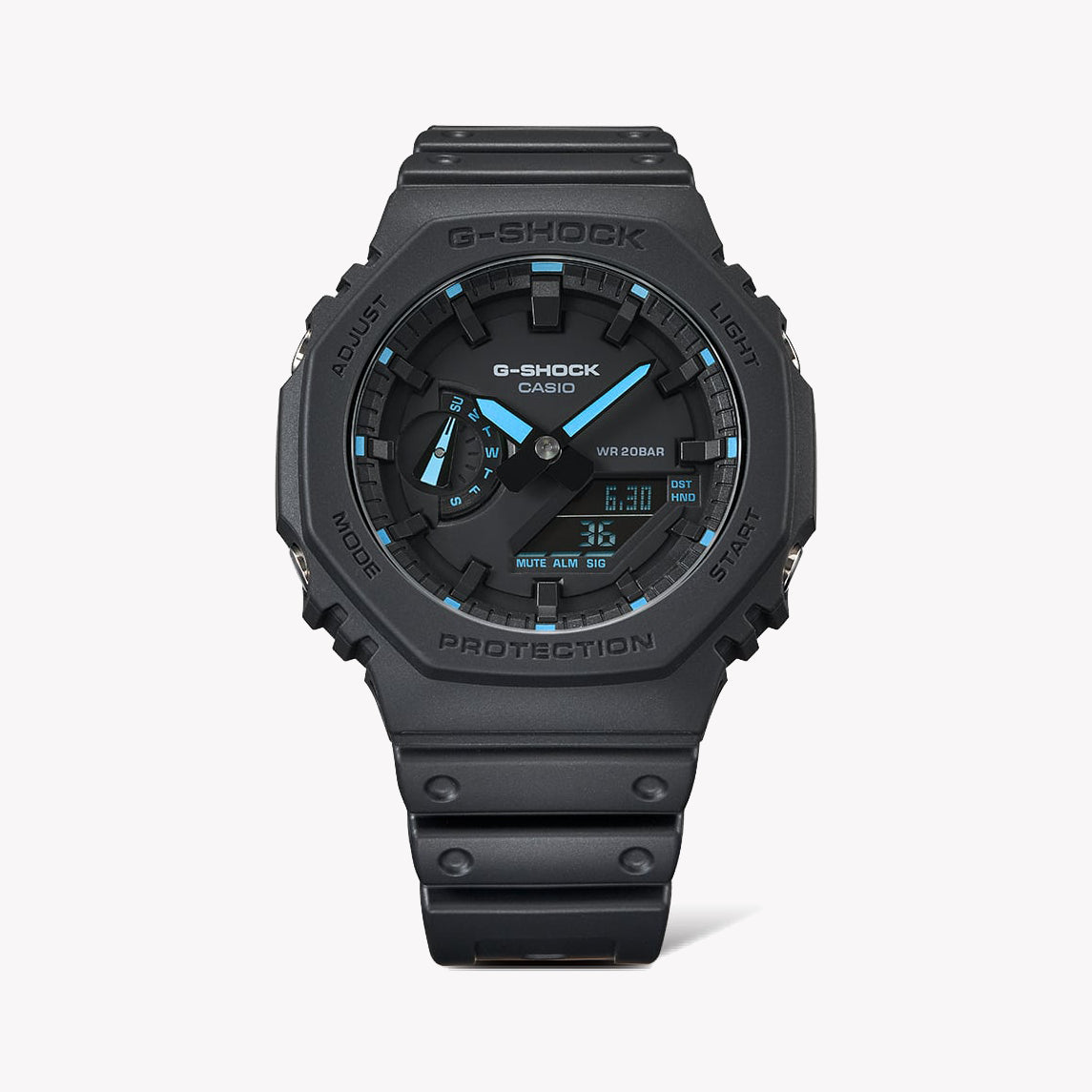 CASIO G-SHOCK GA-2100-1A2 OAK - Neon Blue Index Men's Watch