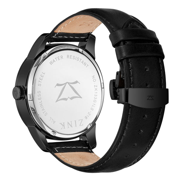 Zink Zk133g1ls-226 Elegant Black Leather Men's Watch - Timeless Craftsmanship & Style by i-watch