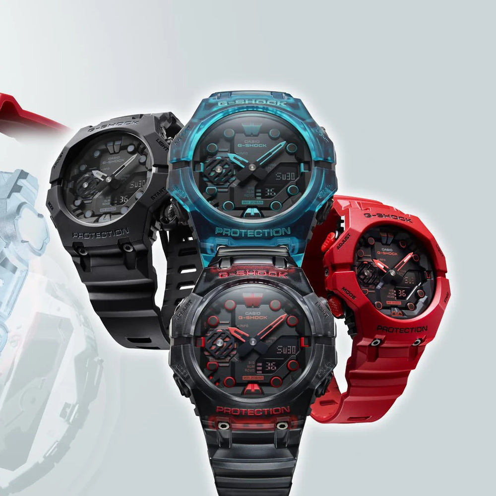 Casio Men's Red Resin Watch, Black Dial | Ga-B001-4aer by i-watch