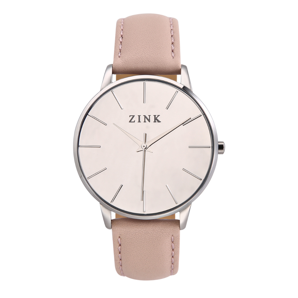 Zink Women's Watch With Silver Stainless Steel Case And Pink Leather Band by i-watch