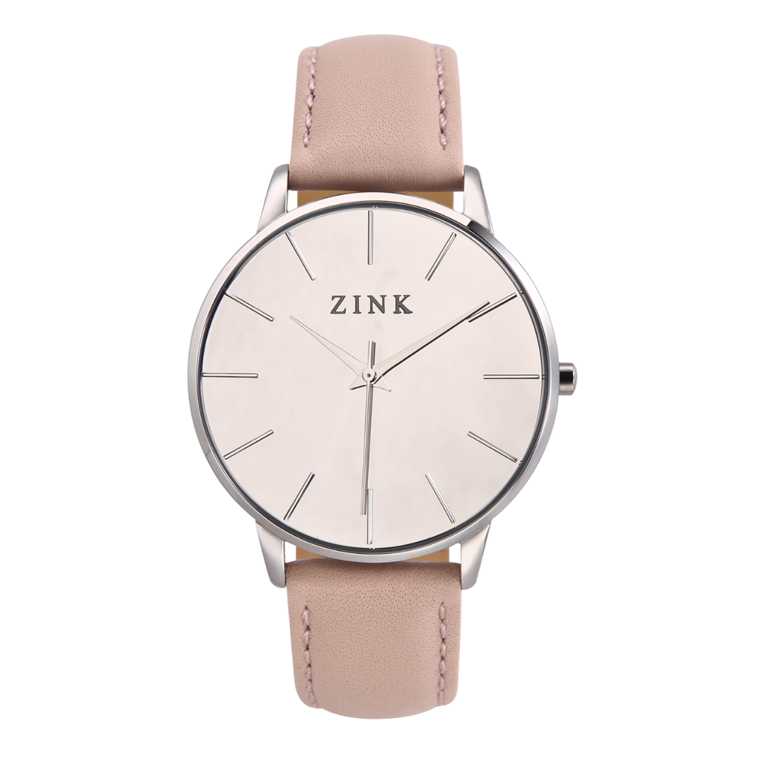 Zink Women's Watch With Silver Stainless Steel Case And Pink Leather Band by i-watch
