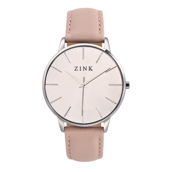 Zink Women's Watch With Silver Stainless Steel Case And Pink Leather Band by i-watch
