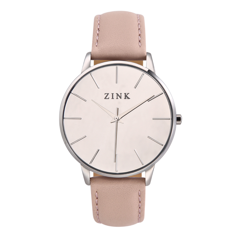 Zink Women's Watch With Silver Stainless Steel Case And Pink Leather Band by i-watch