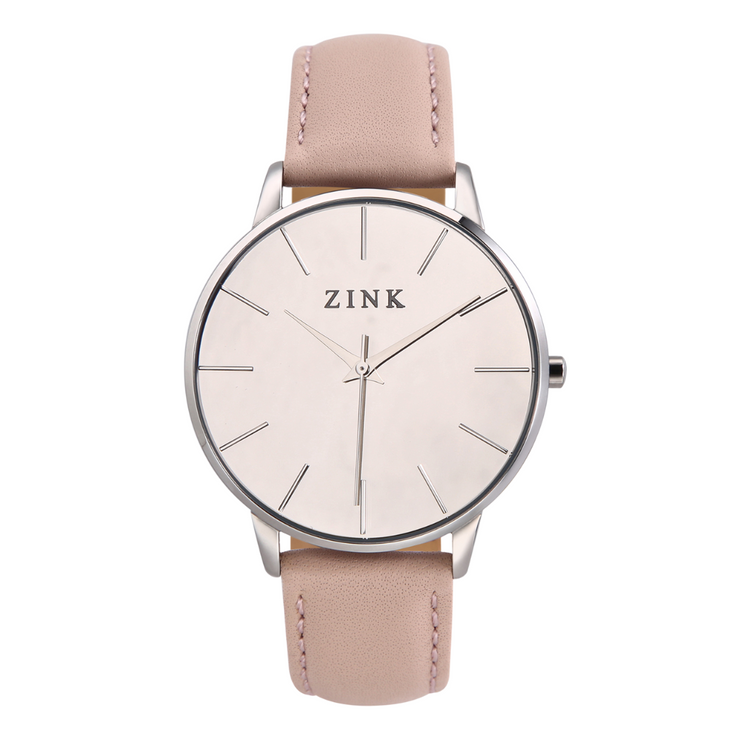 ZINK Women's Watch with Silver Stainless Steel Case and Pink Leather Band