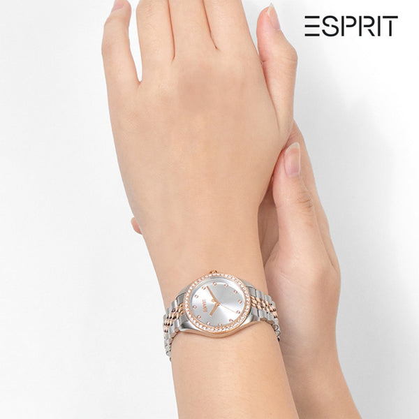 Esprit Women's Watch With Silver Stainless Steel Case And Silver & Rose Gold Stainless Steel Band by i-watch