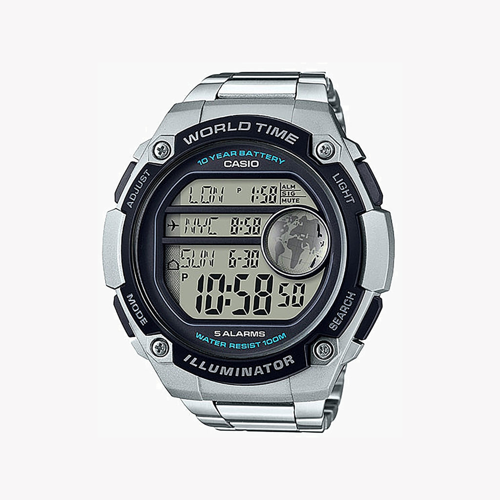 CASIO AE-3000WD-1AVDF MEN'S TIME MASTER - SPORTY ELEGANCE WITH GLOBAL TIME TRACKING