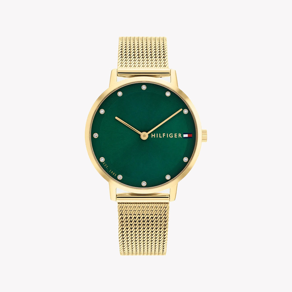 TOMMY HILFIGER 1687490 GOLDEN ELEGANCE - Women's Watch with Green Dial and Stainless Steel Band
